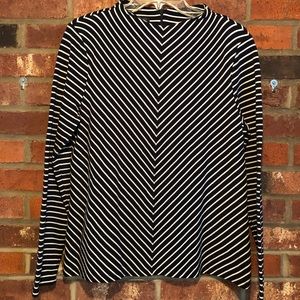 Talbots Mockneck Cotton Top; V-stripe